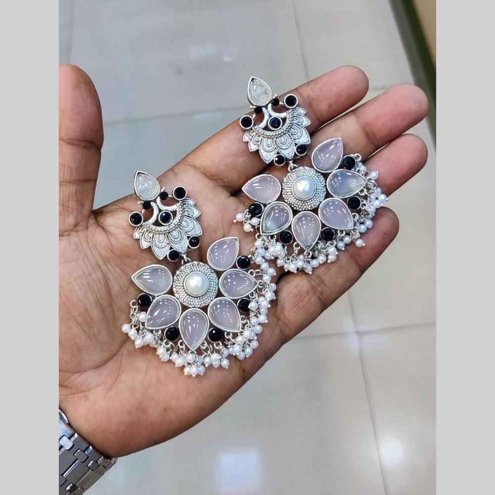 Manisha Jewellery Silver Plated Pota Stone Pearls Dangler Earrings
