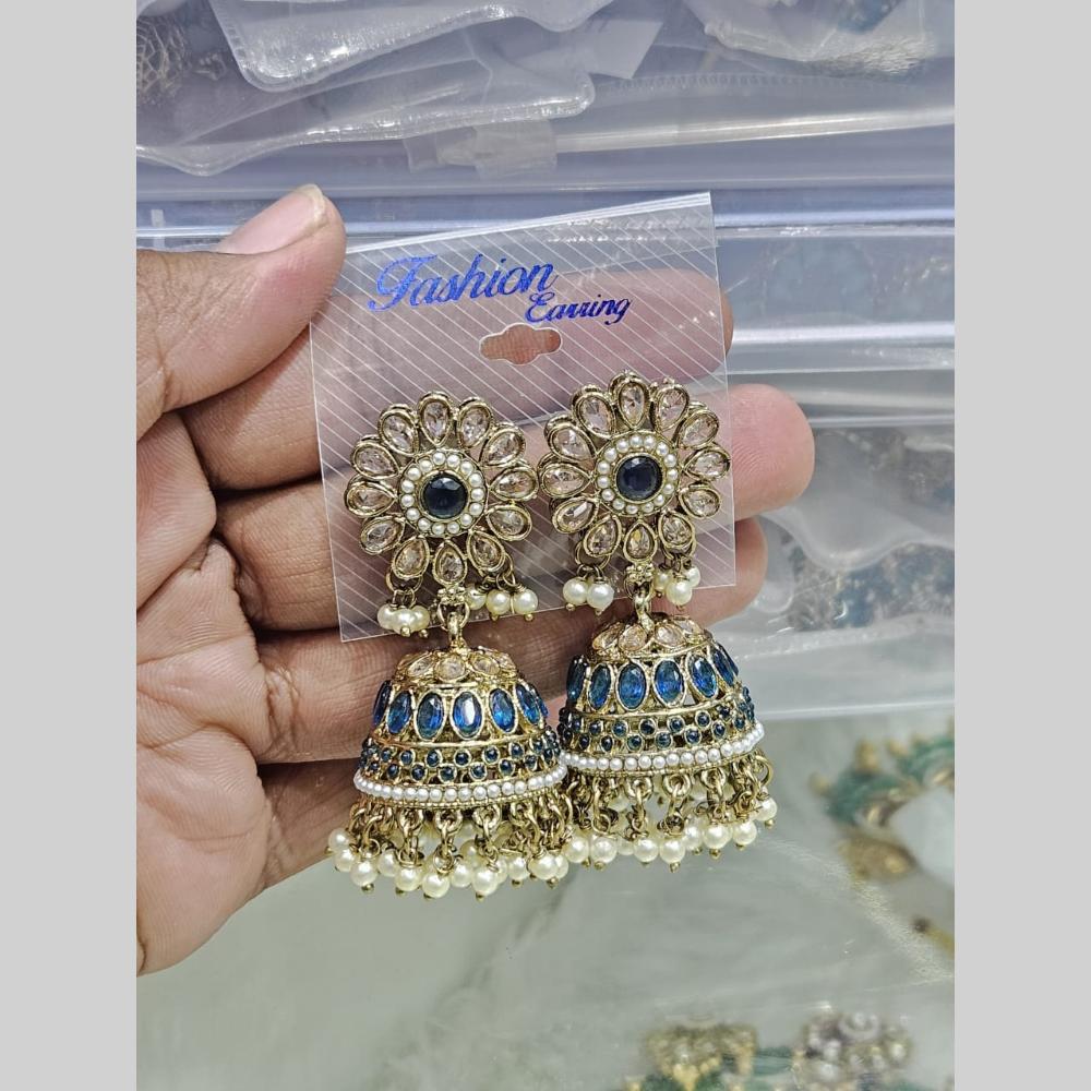 Manisha Jewellery Gold Plated Crystal Stone And Pearls Jhumki Earrings