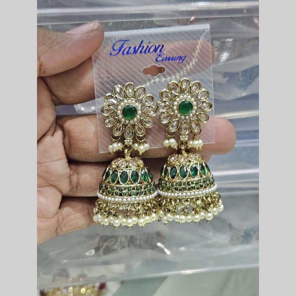 Manisha Jewellery Gold Plated Crystal Stone And Pearls Jhumki Earrings
