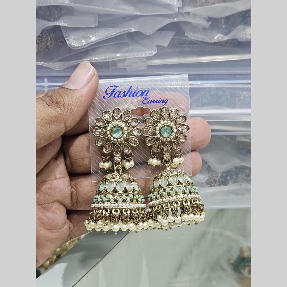 Manisha Jewellery Gold Plated Crystal Stone And Pearls Jhumki Earrings