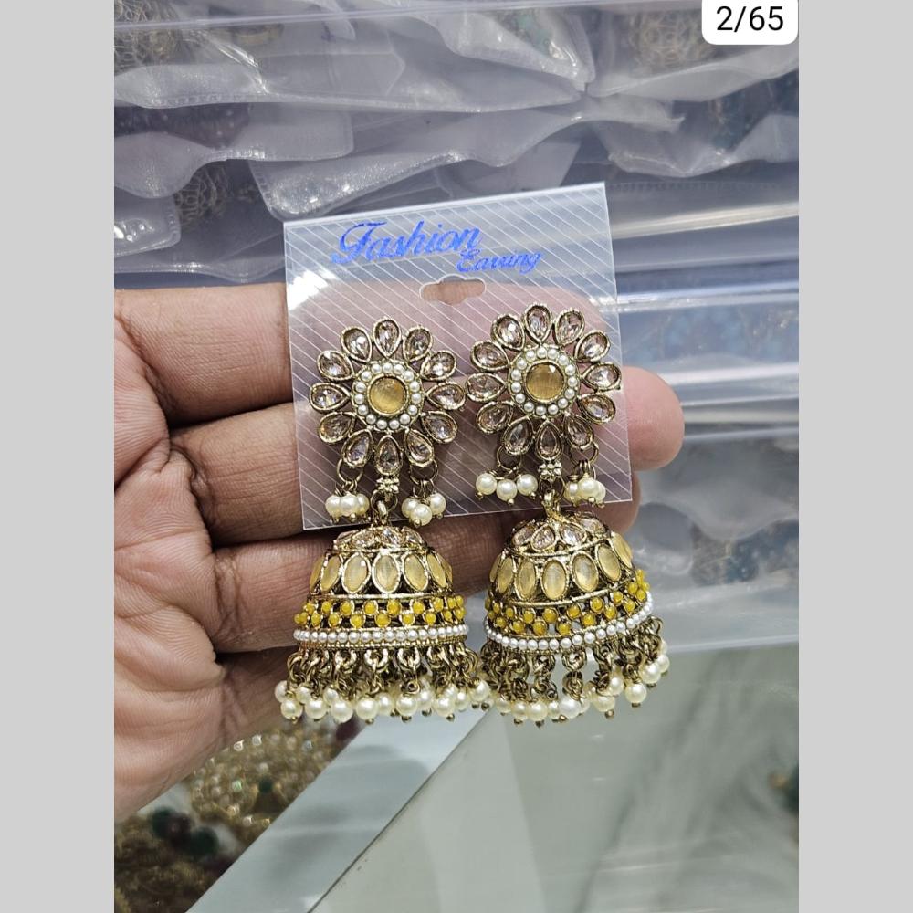 Manisha Jewellery Gold Plated Crystal Stone And Pearls Jhumki Earrings