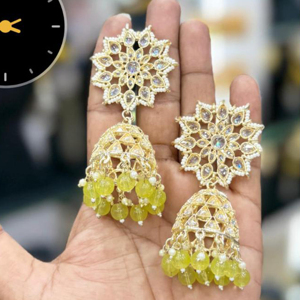 Manisha Jewellery Gold Plated Kundan Stone And Pearls Jhumki Earrings