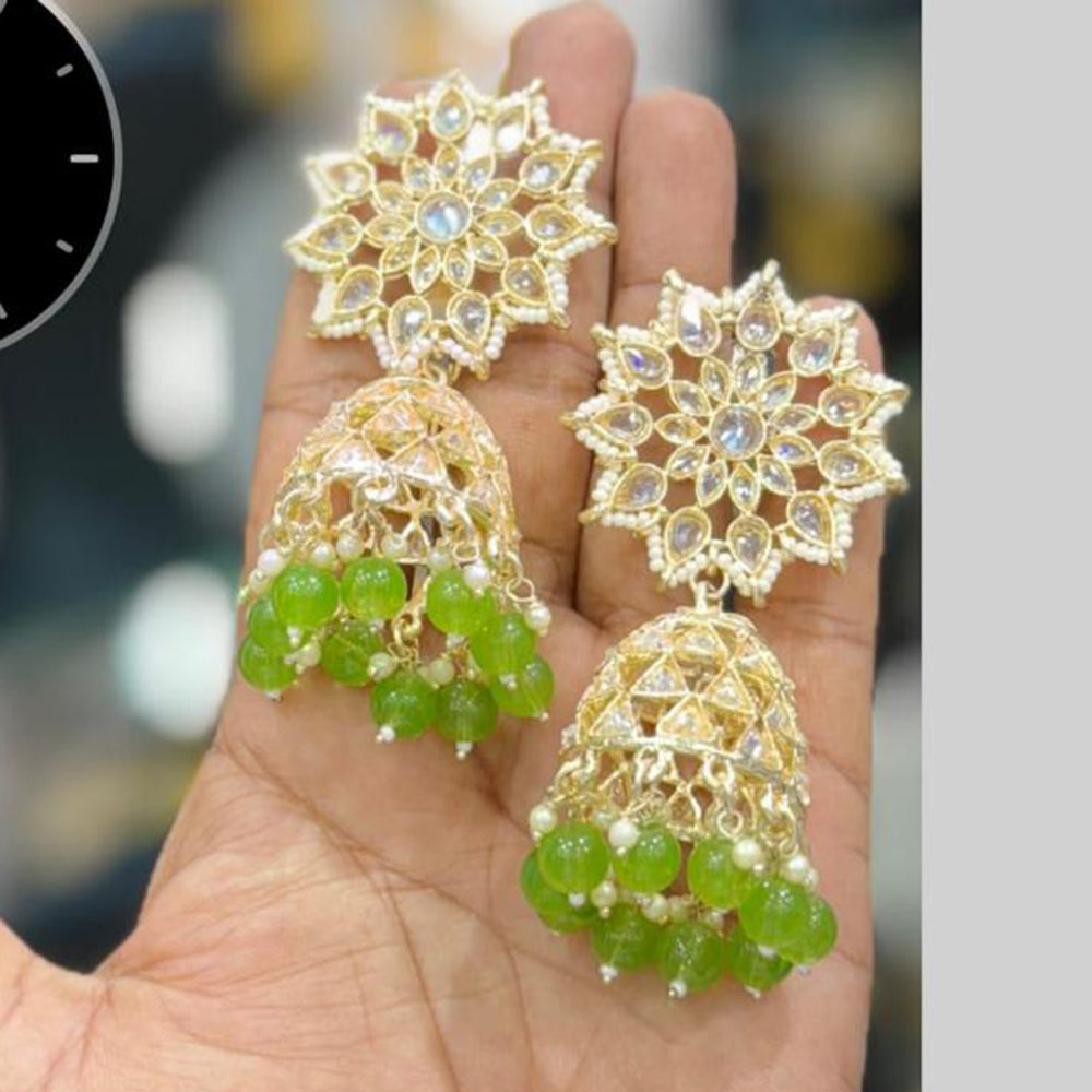 Manisha Jewellery Gold Plated Kundan Stone And Pearls Jhumki Earrings