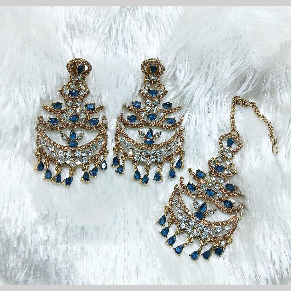 Manisha Jewellery Gold Plated Crystal Stone Dangler Earrings With Maangtikka