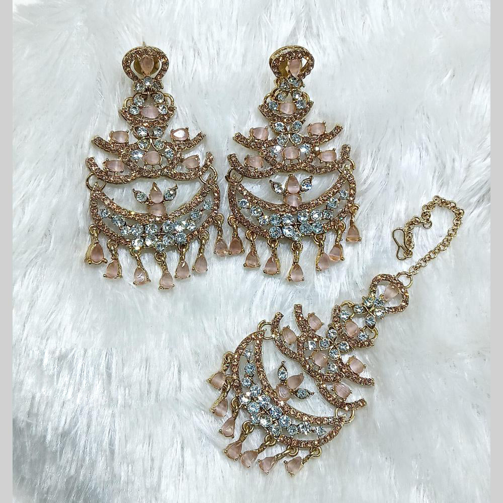 Manisha Jewellery Gold Plated Crystal Stone Dangler Earrings With Maangtikka