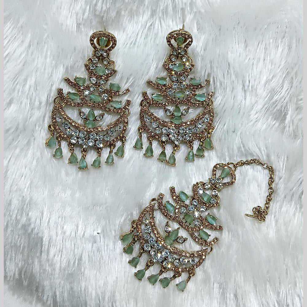 Manisha Jewellery Gold Plated Crystal Stone Dangler Earrings With Maangtikka