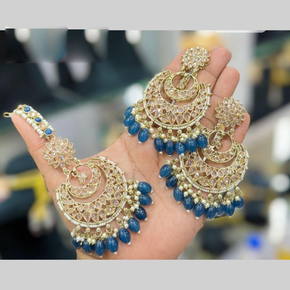 Manisha Jewellery Gold Plated Crystal Stone Dangler Earrings With Maangtikka