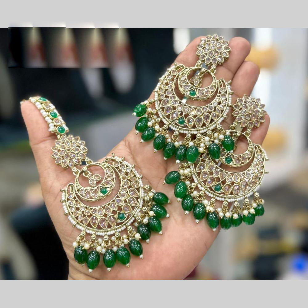 Manisha Jewellery Gold Plated Crystal Stone Dangler Earrings With Maangtikka