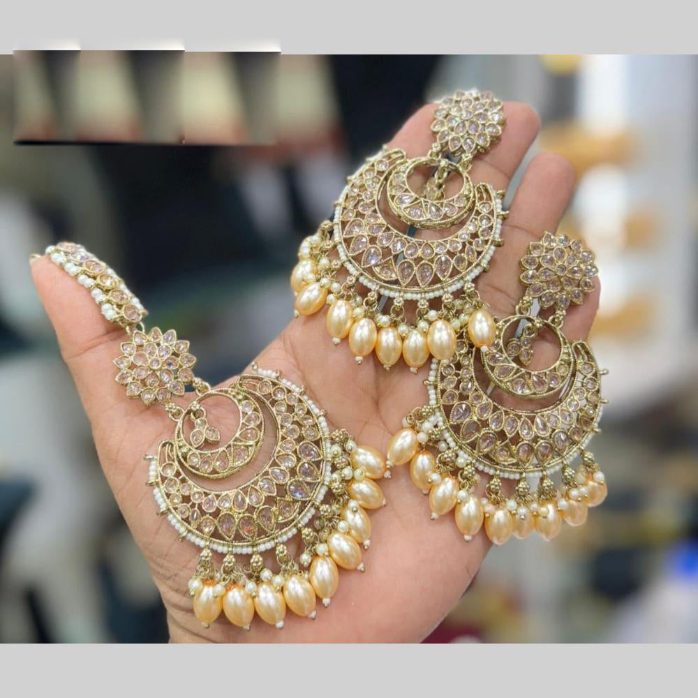 Manisha Jewellery Gold Plated Crystal Stone Dangler Earrings With Maangtikka