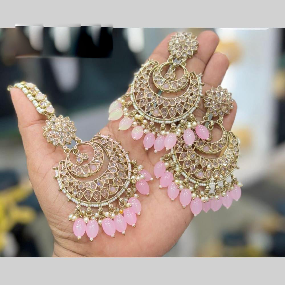 Manisha Jewellery Gold Plated Crystal Stone Dangler Earrings With Maangtikka