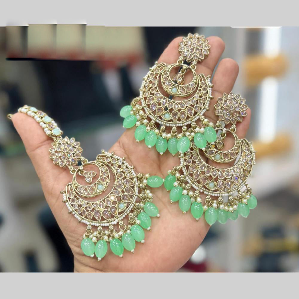 Manisha Jewellery Gold Plated Crystal Stone Dangler Earrings With Maangtikka