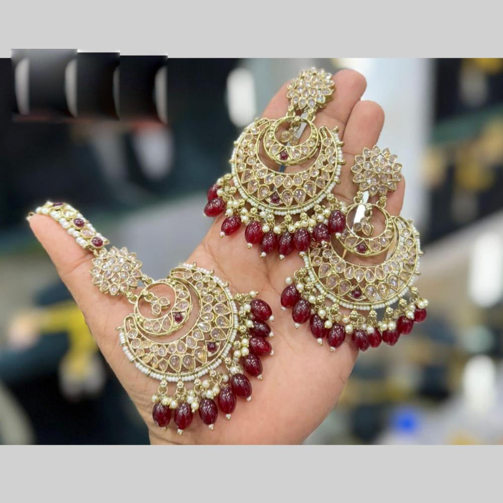 Manisha Jewellery Gold Plated Crystal Stone Dangler Earrings With Maangtikka