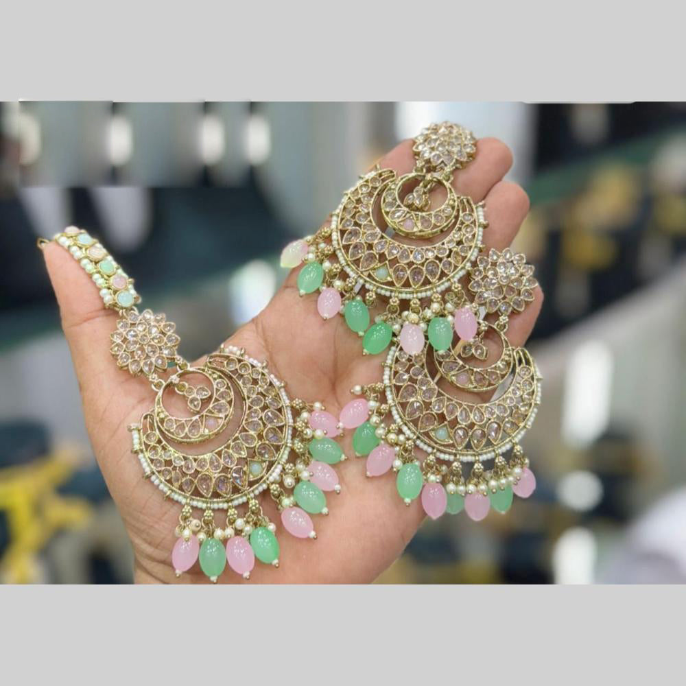 Manisha Jewellery Gold Plated Crystal Stone Dangler Earrings With Maangtikka