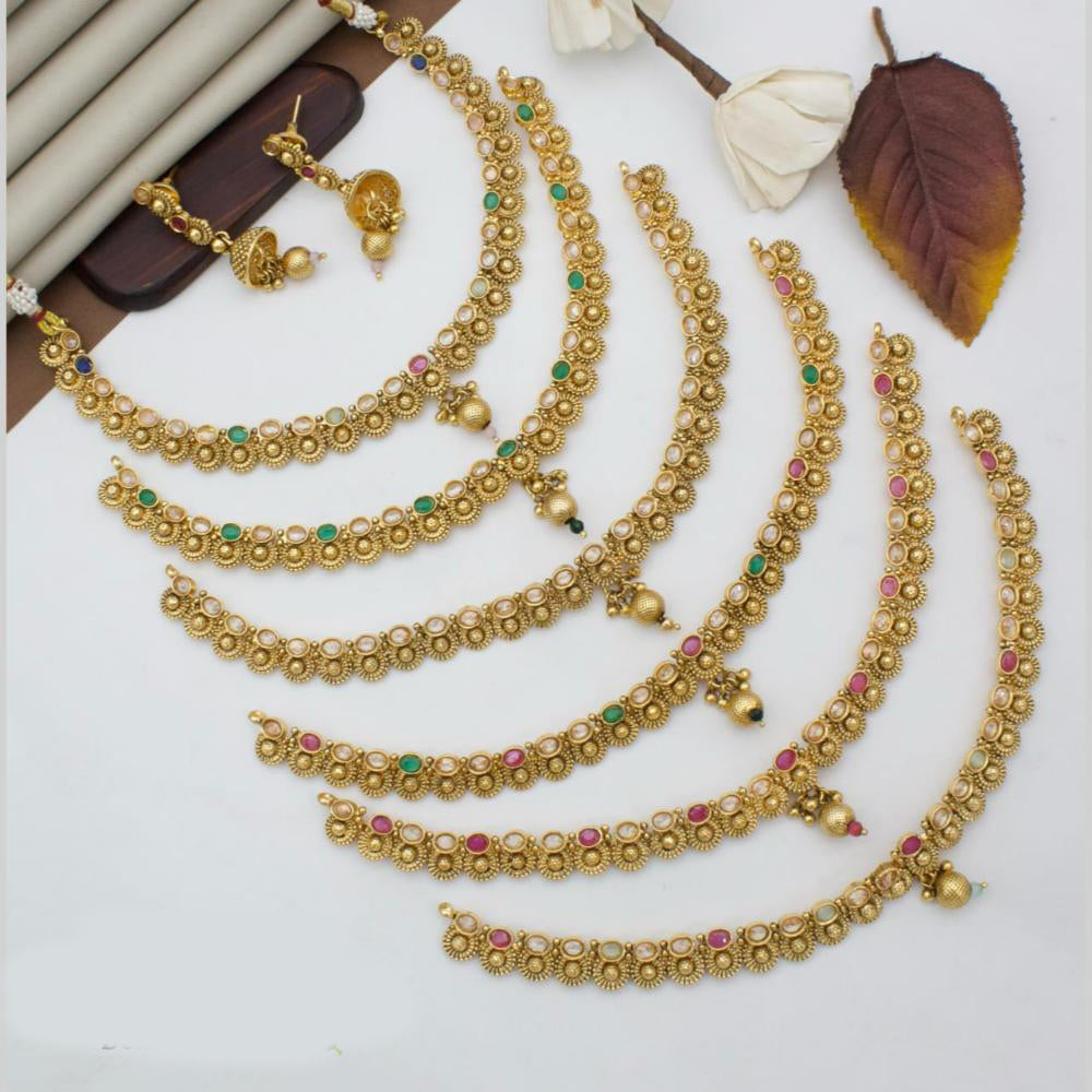 Manisha Jewellery Gold Plated Pota Stone And Beads Necklace Set