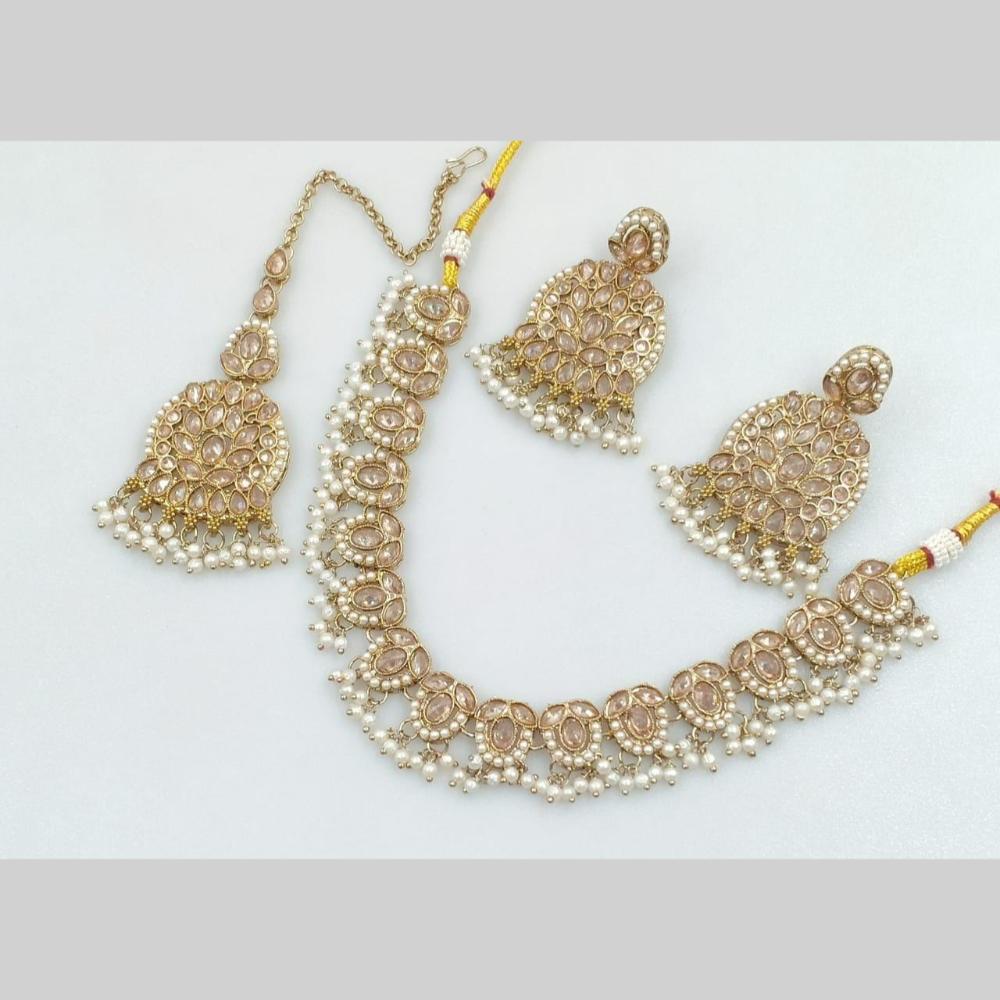 Manisha Jewellery Gold Plated Crystal Stone And Pearls Necklace Set