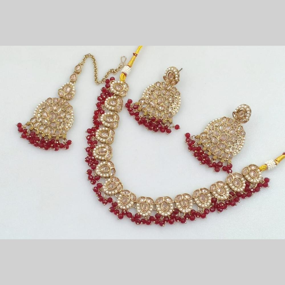 Manisha Jewellery Gold Plated Crystal Stone And Pearls Necklace Set