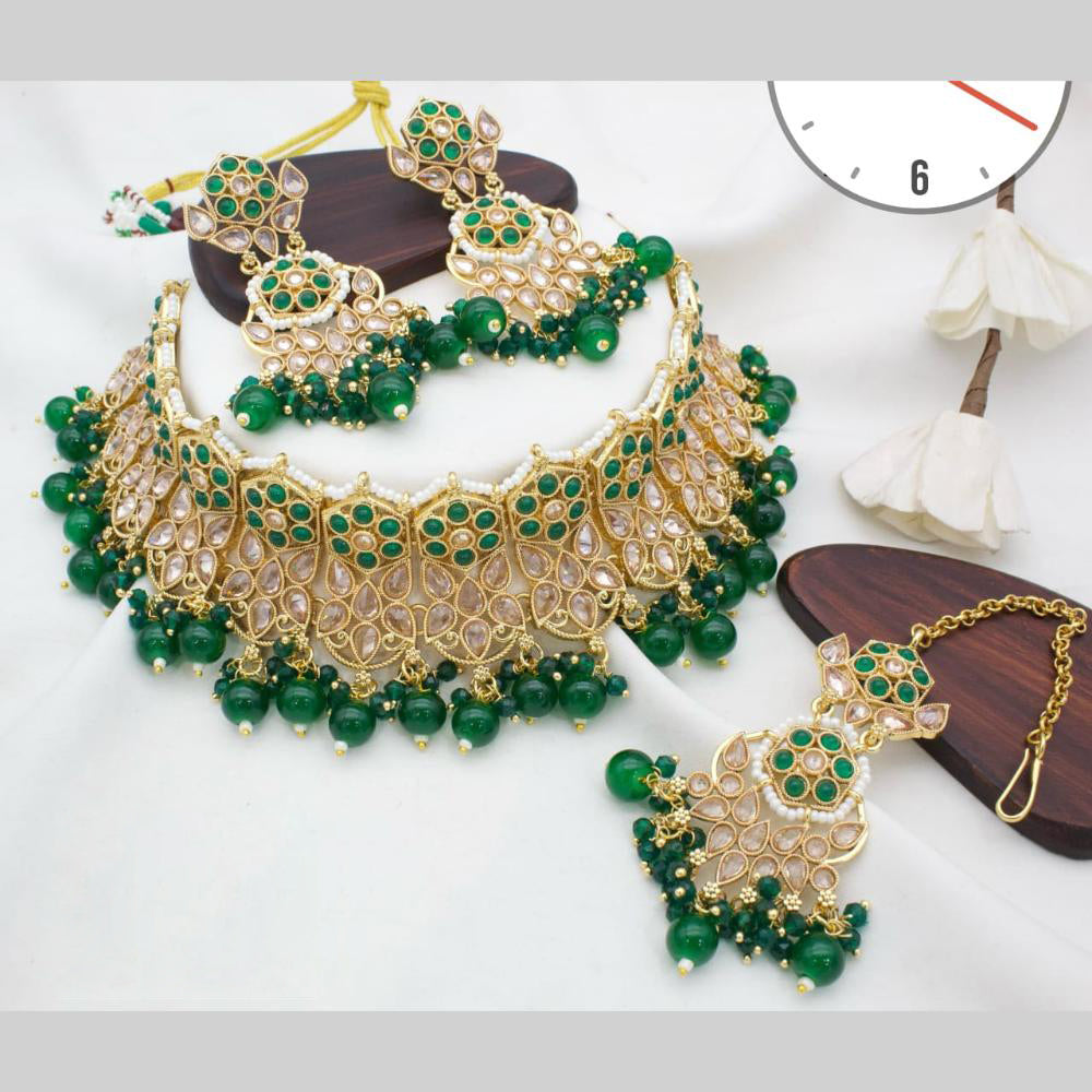 Manisha Jewellery Gold Plated Crystal Stone And Pearls Choker Necklace Set