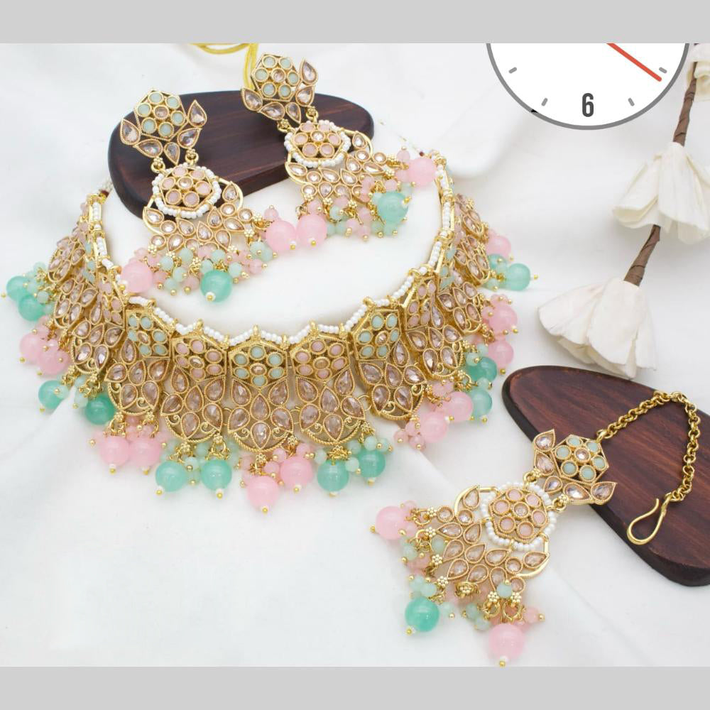 Manisha Jewellery Gold Plated Crystal Stone And Pearls Choker Necklace Set