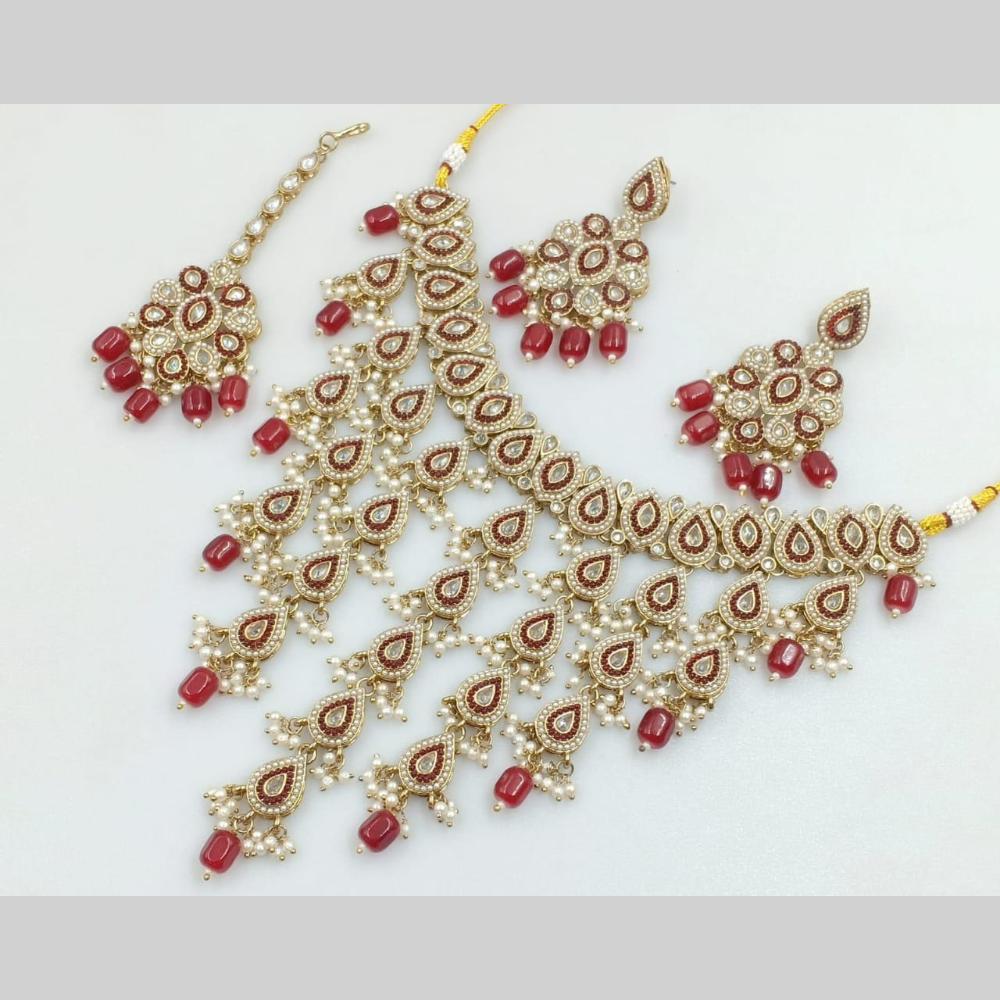 Manisha Jewellery Gold Plated Crystal Stone And Pearls Necklace Set