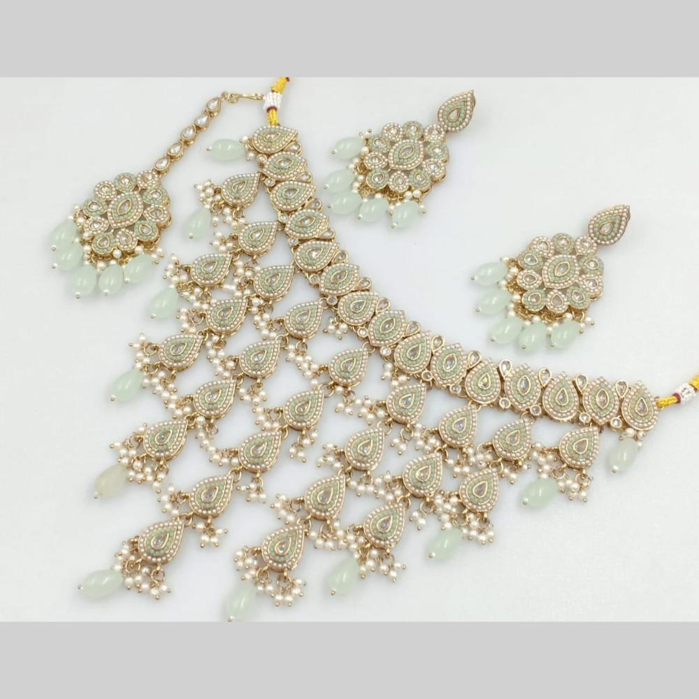 Manisha Jewellery Gold Plated Crystal Stone And Pearls Necklace Set