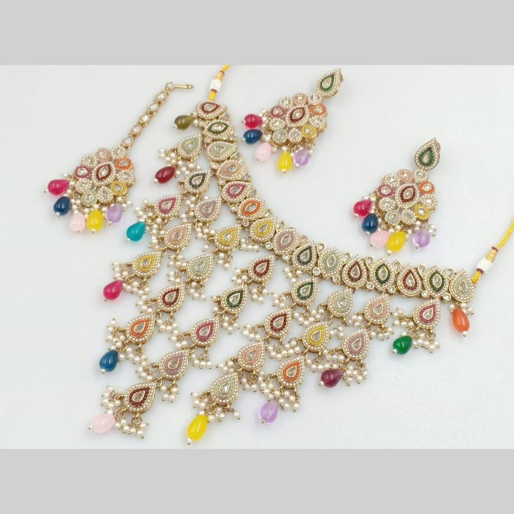 Manisha Jewellery Gold Plated Crystal Stone And Pearls Necklace Set