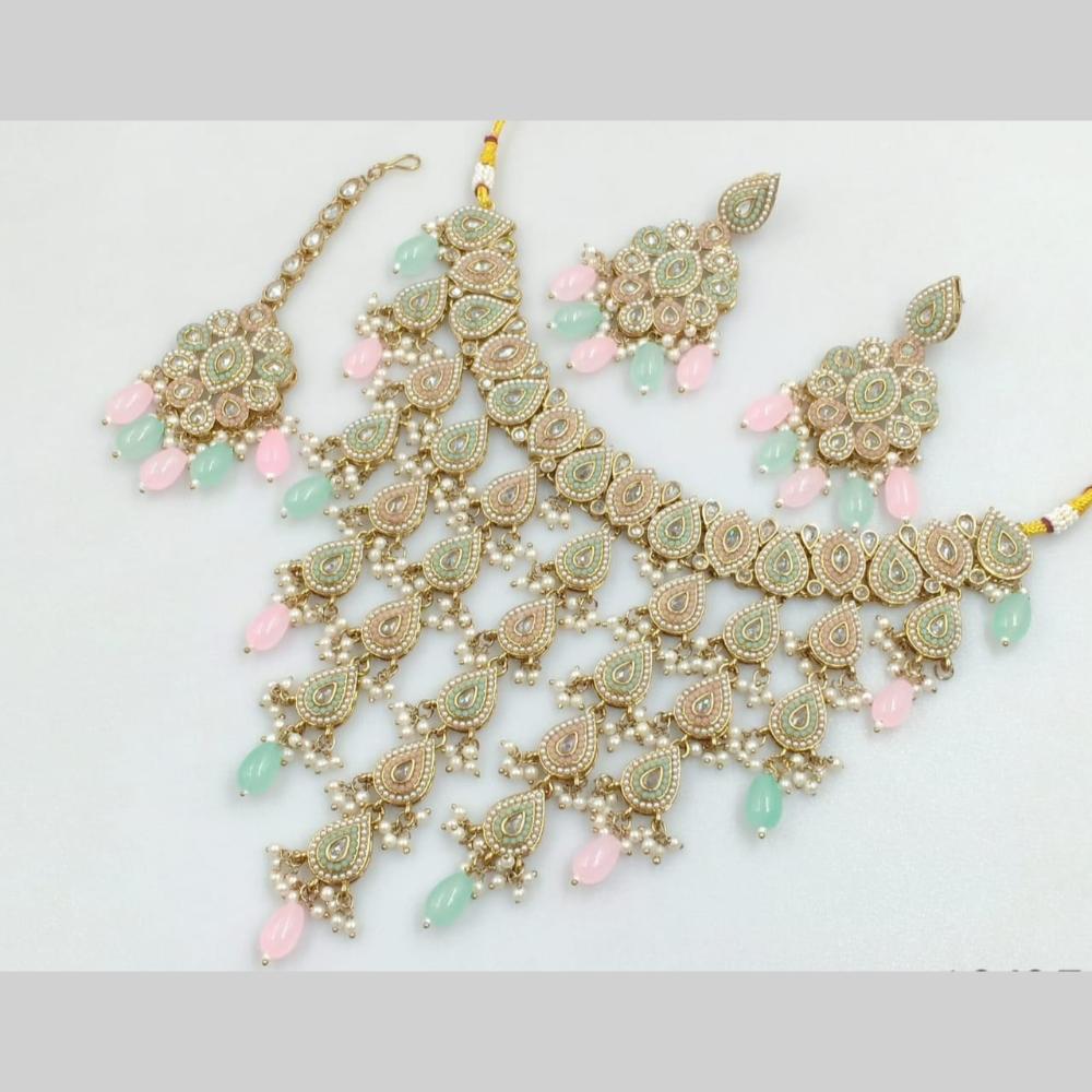 Manisha Jewellery Gold Plated Crystal Stone And Pearls Necklace Set