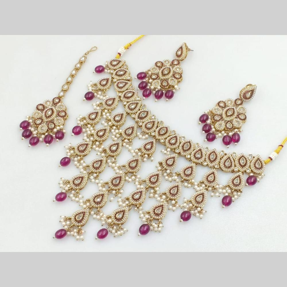 Manisha Jewellery Gold Plated Crystal Stone And Pearls Necklace Set