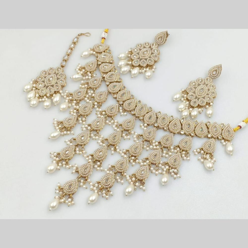 Manisha Jewellery Gold Plated Crystal Stone And Pearls Necklace Set