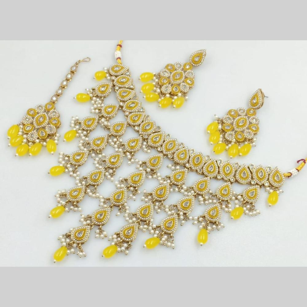 Manisha Jewellery Gold Plated Crystal Stone And Pearls Necklace Set