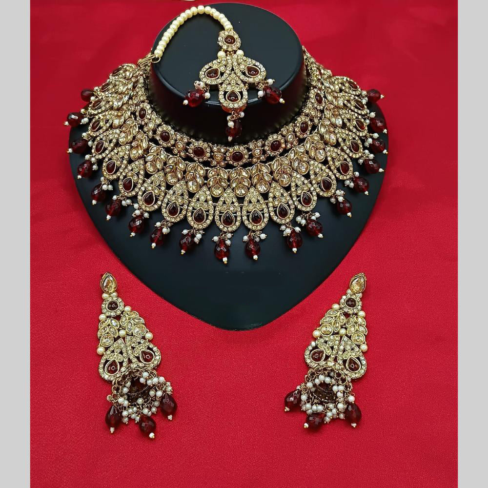Manisha Jewellery Gold Plated Austrian Stone And Beads Choker Necklace Set