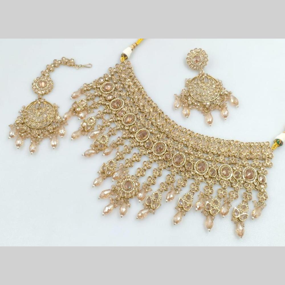 Manisha Jewellery Gold Plated Crystal Stone And Pearls Necklace Set