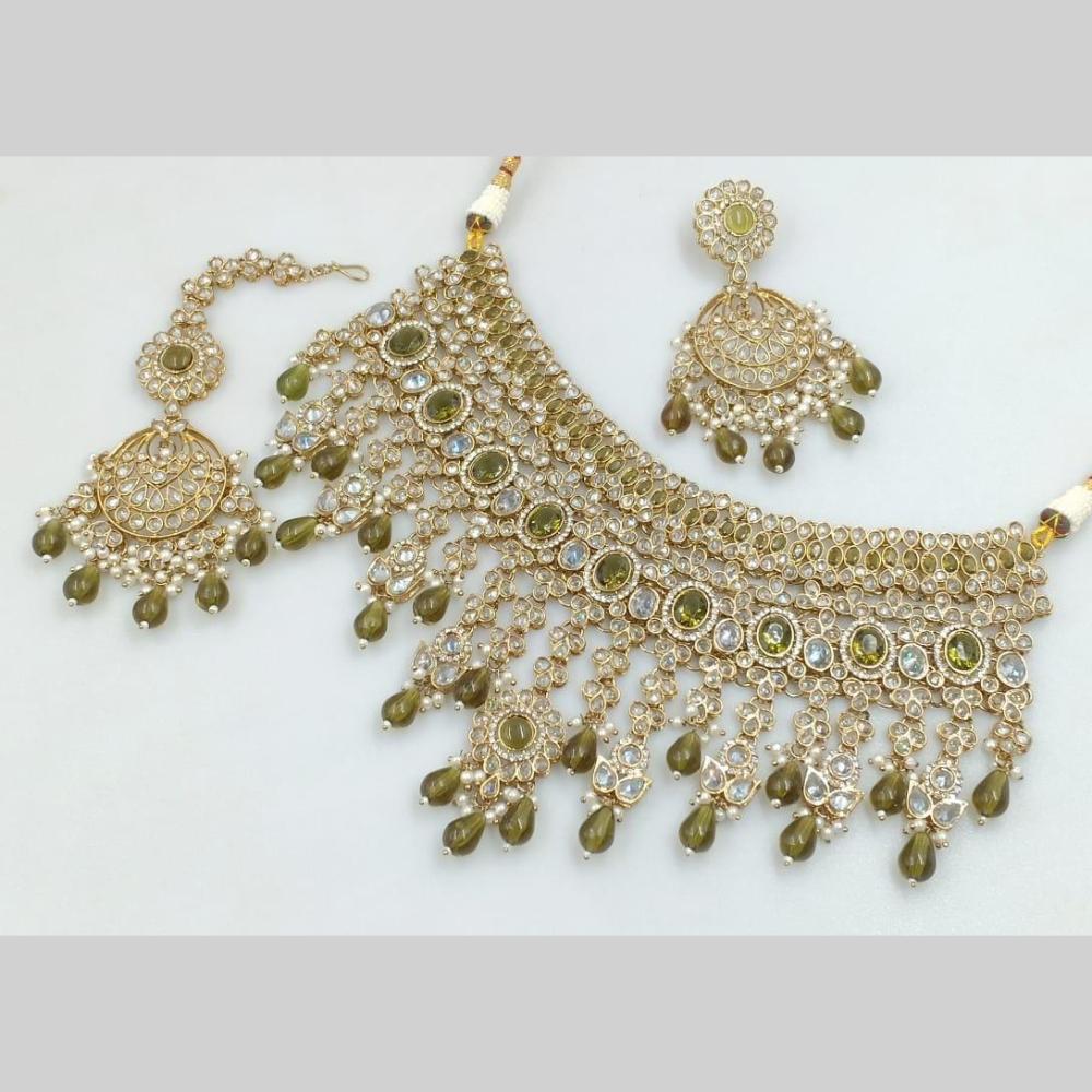 Manisha Jewellery Gold Plated Crystal Stone And Pearls Necklace Set