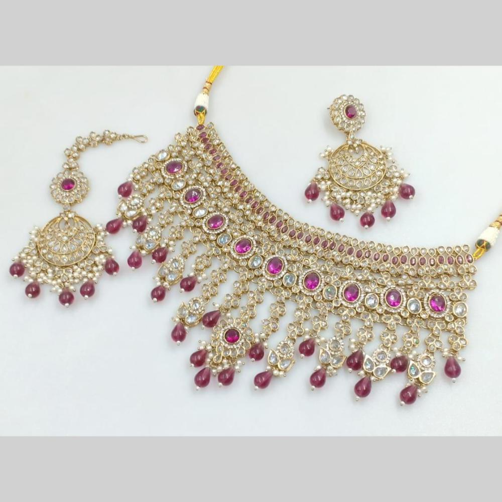 Manisha Jewellery Gold Plated Crystal Stone And Pearls Necklace Set