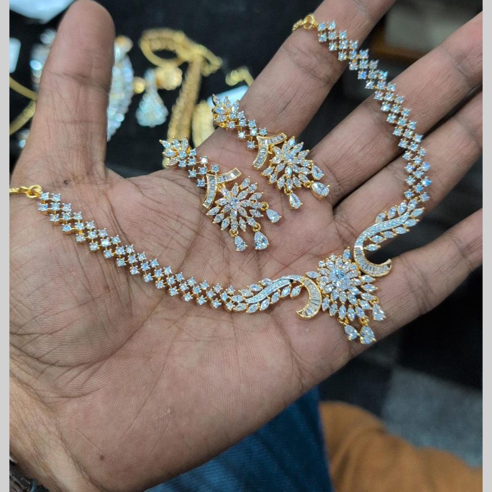 Manisha Jewellery Gold Plated American Diamond Necklace Set