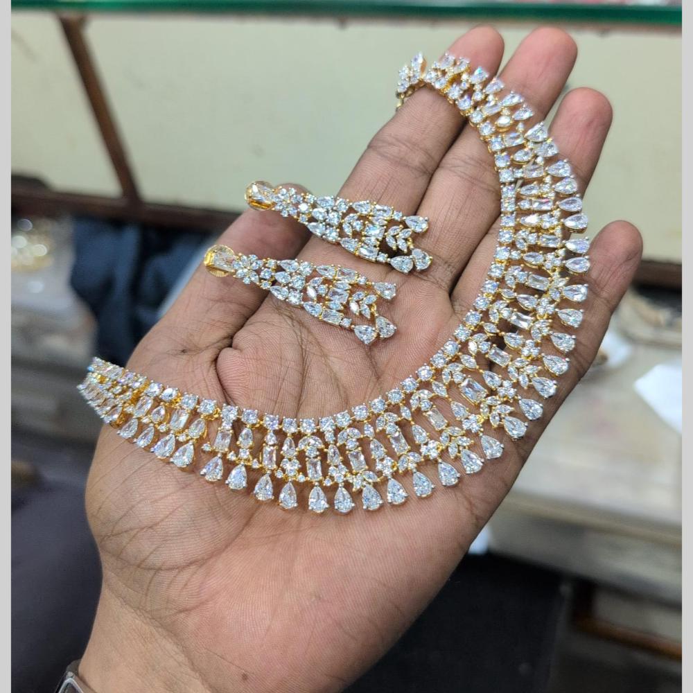 Manisha Jewellery Gold Plated American Diamond Necklace Set