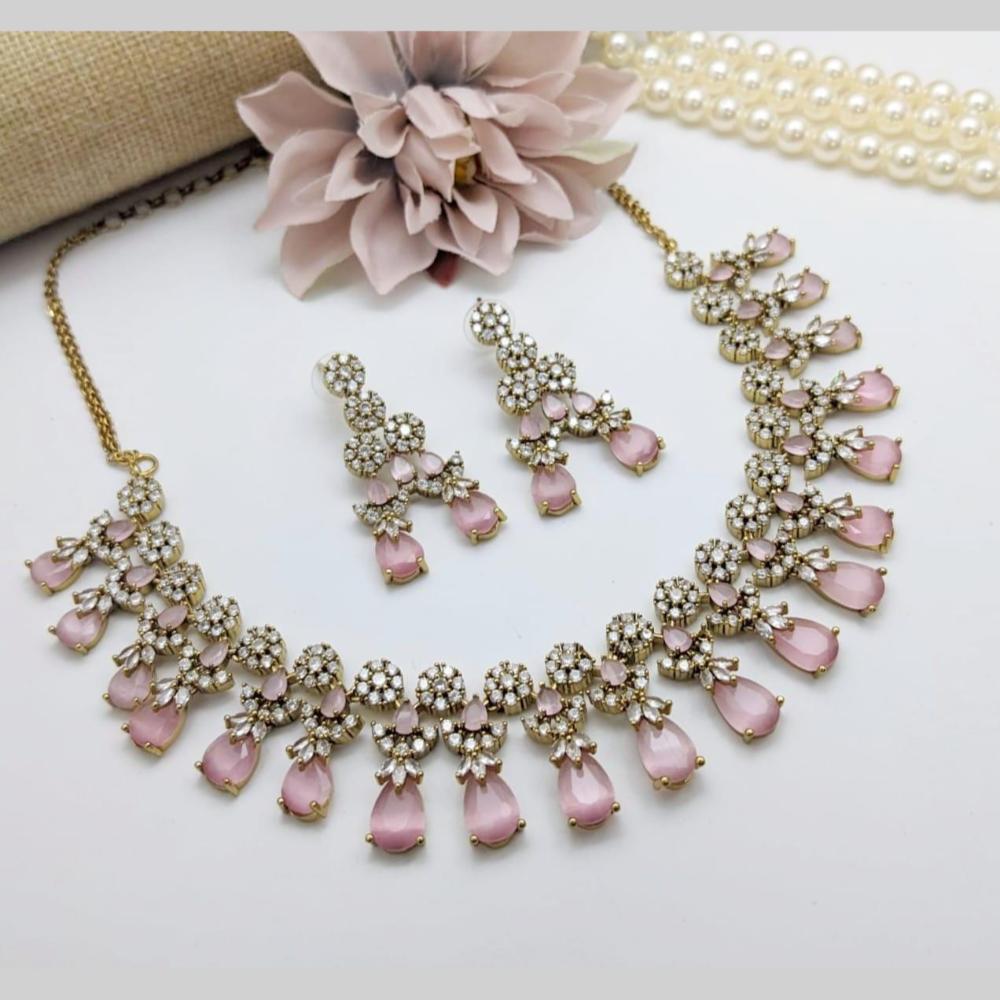 Manisha Jewellery Gold Plated American Diamond Necklace Set