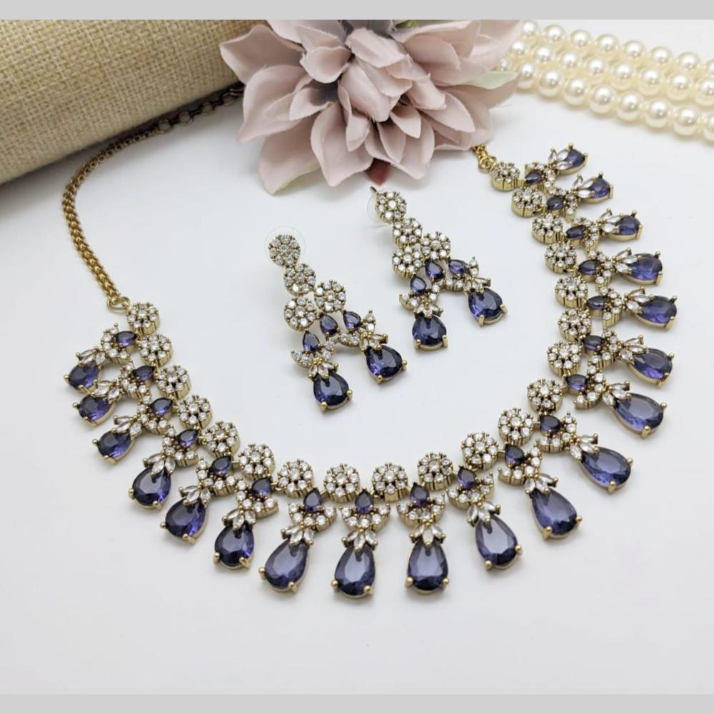 Manisha Jewellery Gold Plated American Diamond Necklace Set