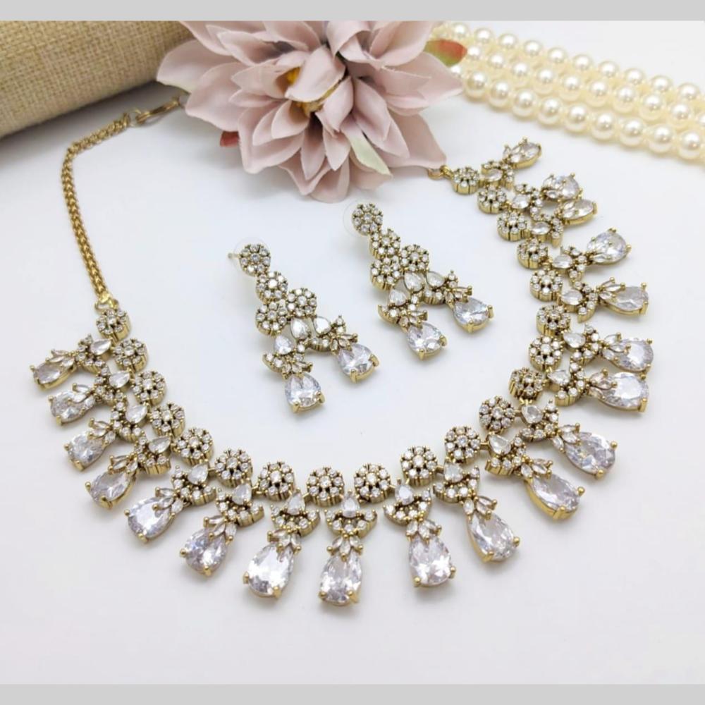 Manisha Jewellery Gold Plated American Diamond Necklace Set