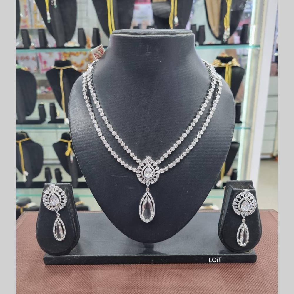 Manisha Jewellery Silver Plated American Diamond Necklace Set