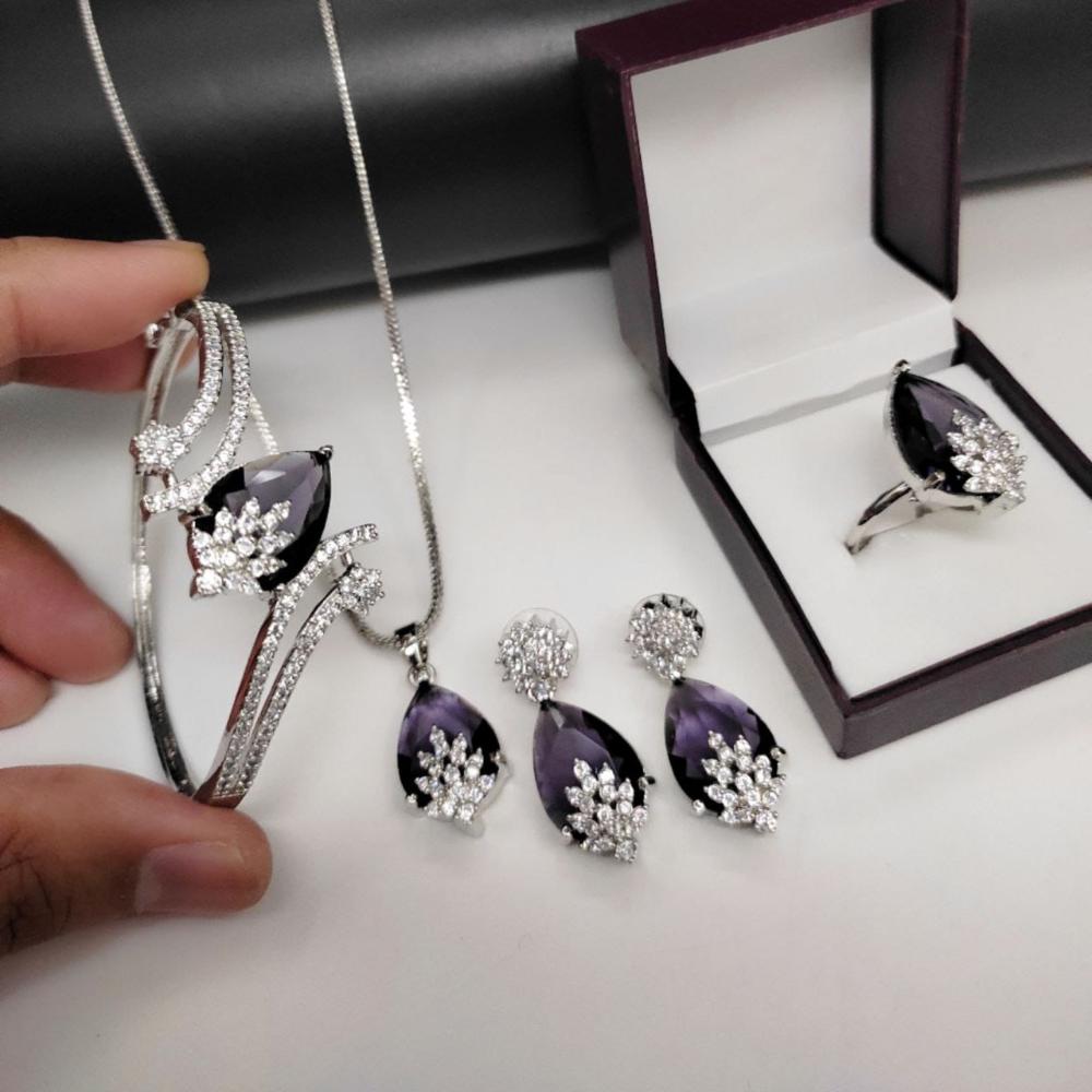 Manisha Jewellery Silver Plated American Diamond Combo Set