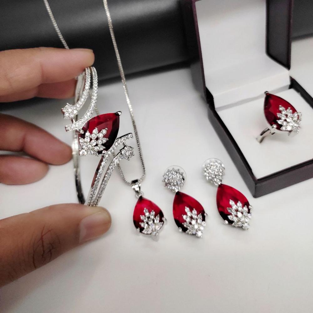 Manisha Jewellery Silver Plated American Diamond Combo Set