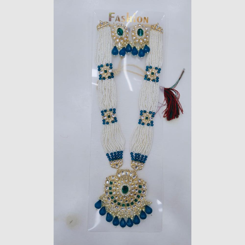 Manisha Jewellery Gold Plated Kundan Stone And Pearls Long Necklace Set