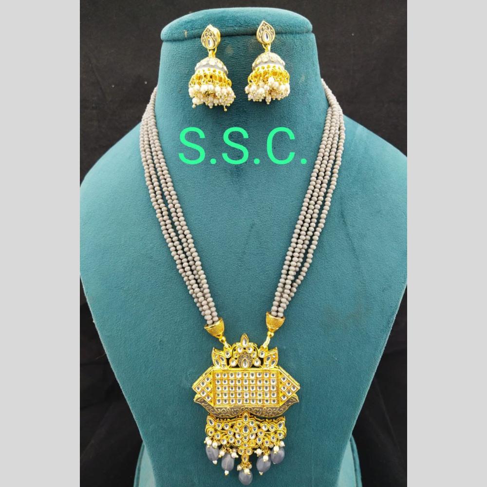 Manisha Jewellery Gold Plated Kundan Stone And Pearls Long Necklace Set