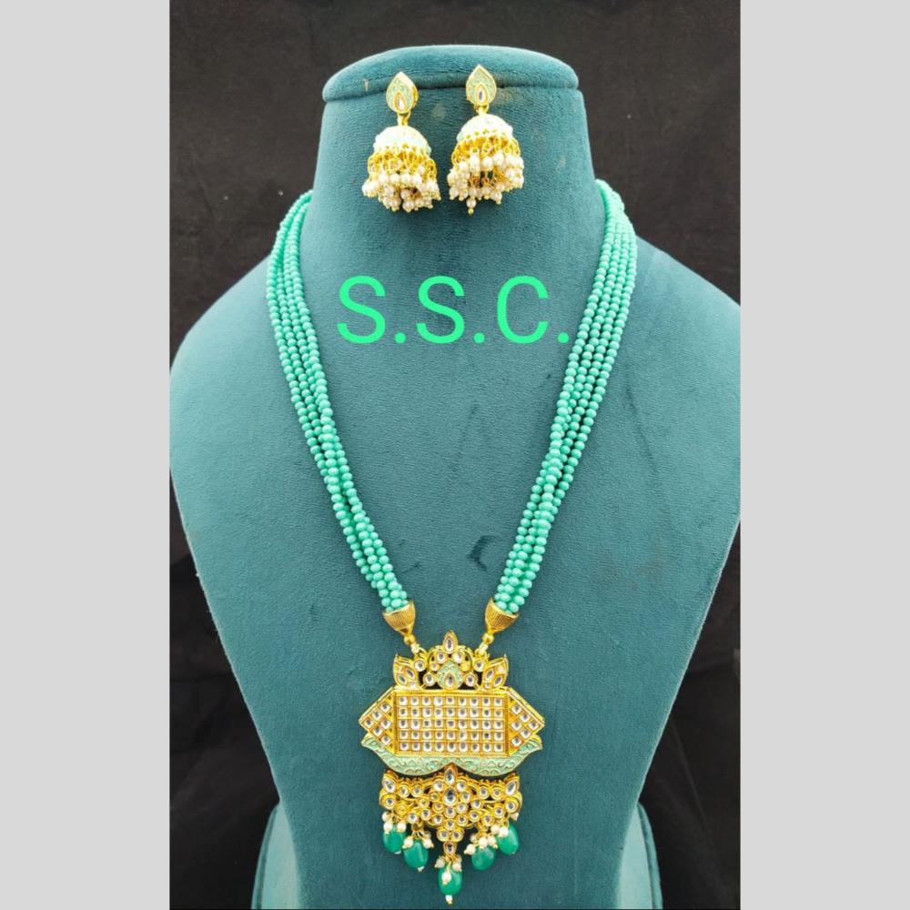 Manisha Jewellery Gold Plated Kundan Stone And Pearls Long Necklace Set