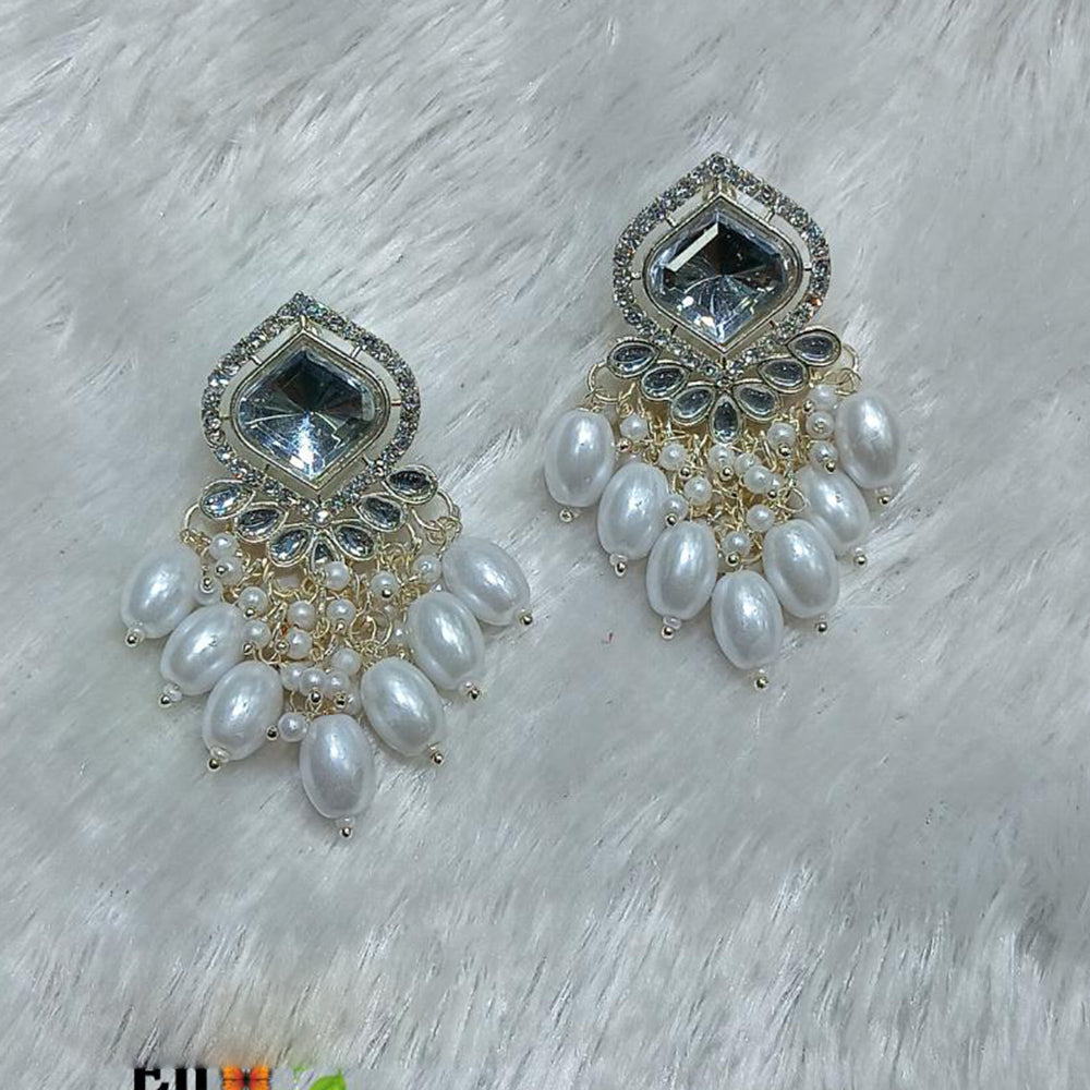 Manisha Jewellery Gold Plated Kundan Stone And Beads Dangler Earrings
