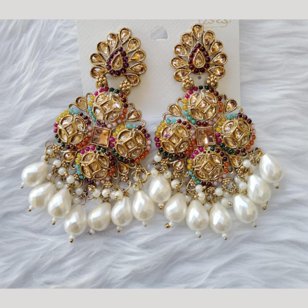 Manisha Jewellery Gold Plated Crystal Stone And Beads Dangler Earrings