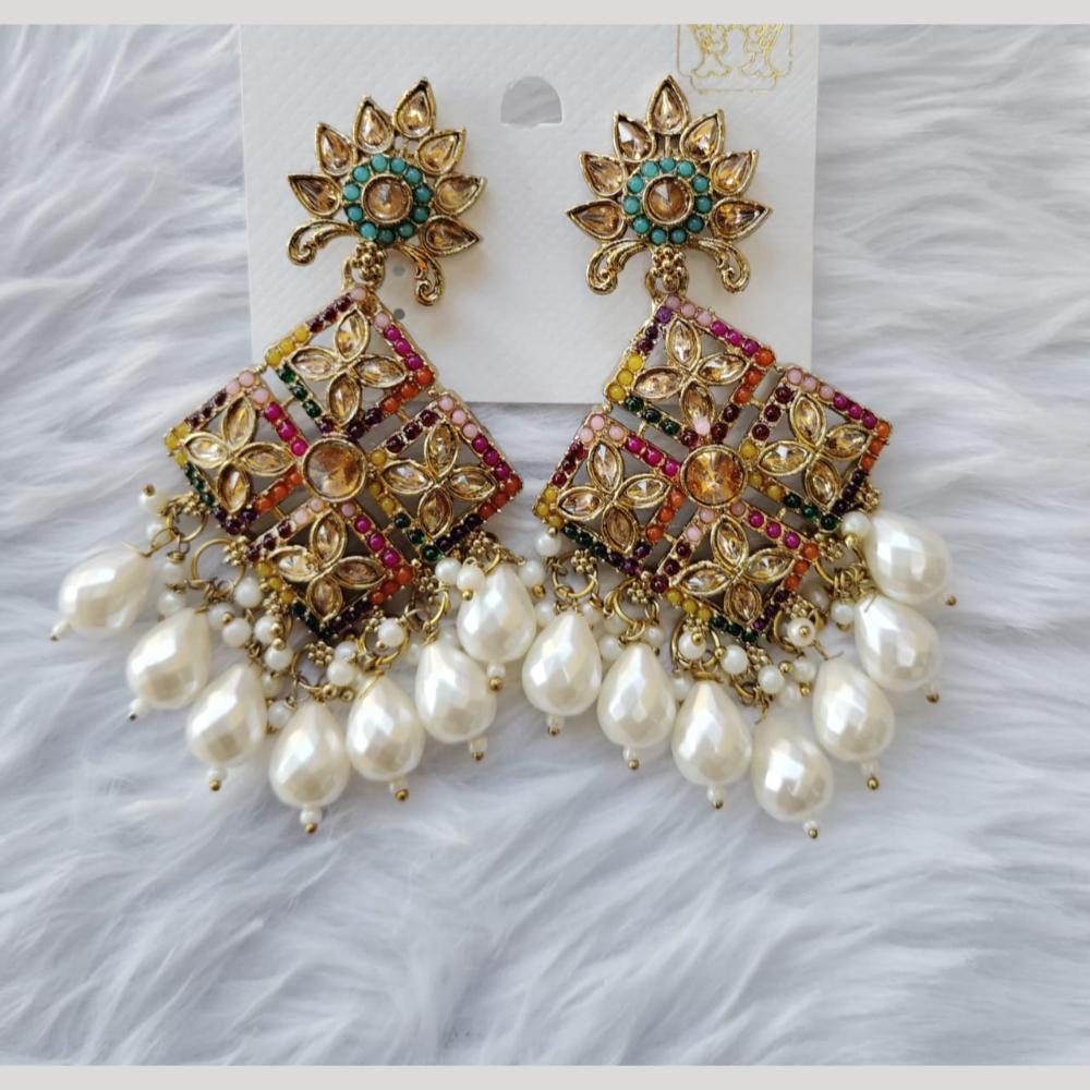 Manisha Jewellery Gold Plated Crystal Stone And Beads Dangler Earrings