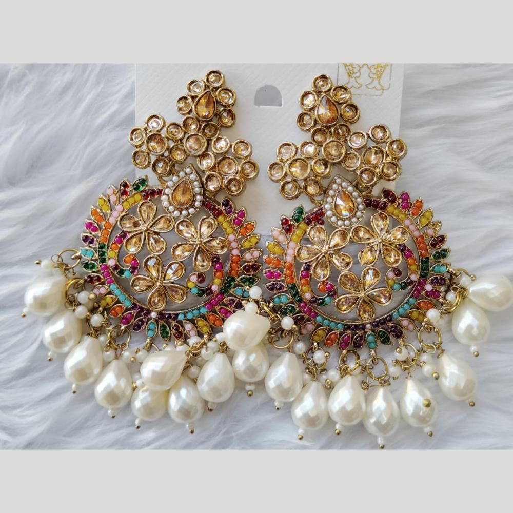Manisha Jewellery Gold Plated Crystal Stone And Beads Dangler Earrings
