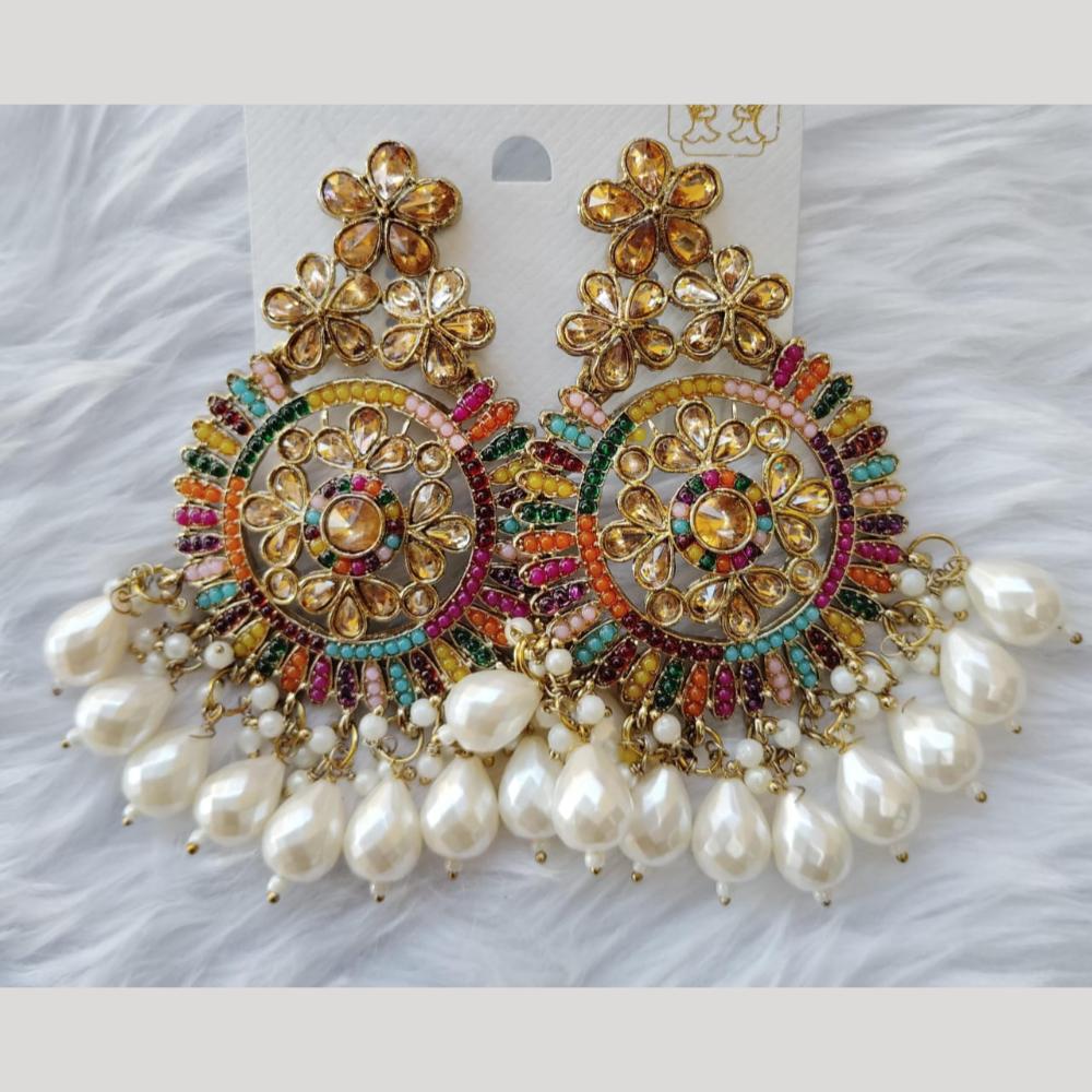 Manisha Jewellery Gold Plated Crystal Stone And Beads Dangler Earrings