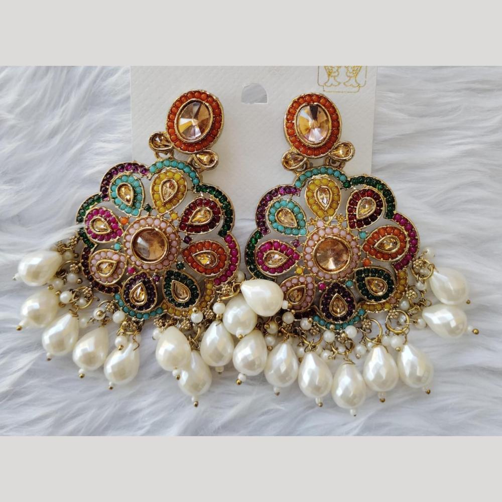 Manisha Jewellery Gold Plated Crystal Stone And Beads Dangler Earrings